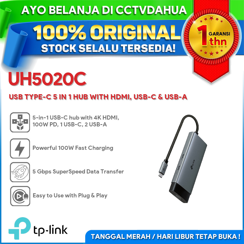 TP-LINK UH5020C USB TYPE-C 5 IN 1 HUB พร้อม HDMI, USB-C และ USB-A