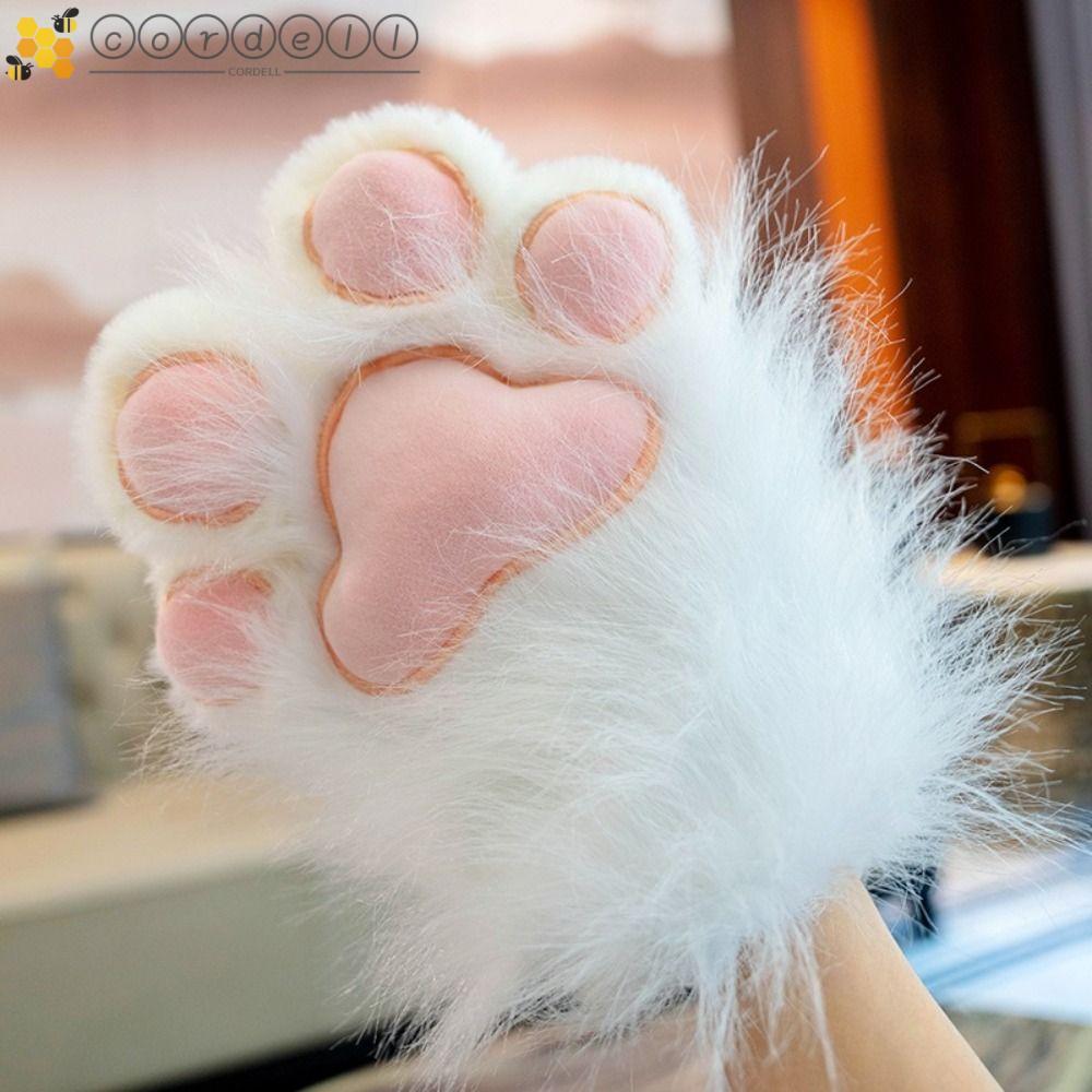 CORDELL ถุงมือการ์ตูน Furry Plush Cat Paw น่ารักสำหรับคอสเพลย์และKigurumi