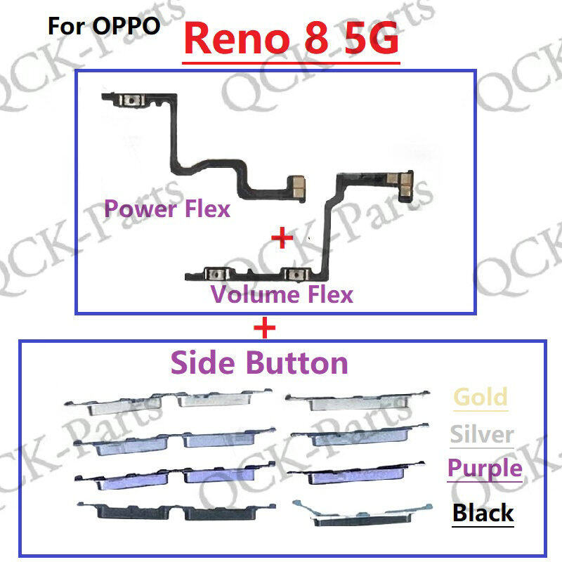สําหรับ OPPO Reno 8 5G ปุ่มด้านข้างปุ่ม Flex Cable Keys ปุ่มปิดระดับเสียงขึ้นลงด้านข้างส่วนทดแทน