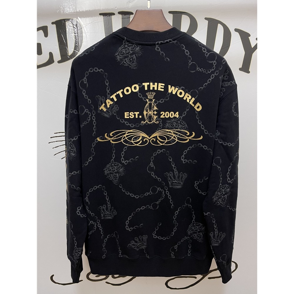 ED Edhardy Street Wear Tiger Head ฤดูใบไม้ร่วงฤดูหนาวเสื้อกันหนาวผู้ชายผู้หญิงสไตล์เดียวกันพิมพ์ Hot