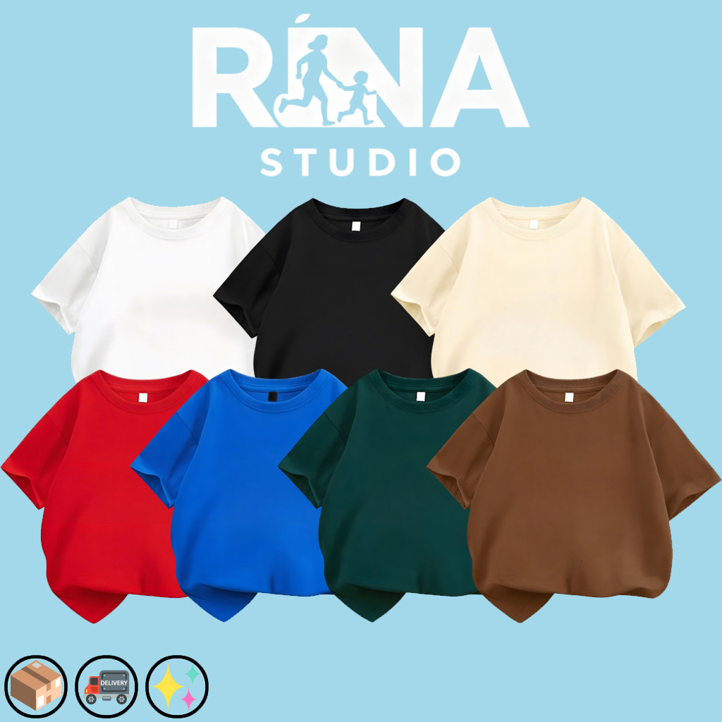 COD✅RINA🔥เสื้อผ้าฝ้ายสำหรับเด็กและผู้ใหญ่ ทำจากผ้าฝ้ายแท้ สีสันสดใส สามารถพิมพ์ลายได้ เหมาะสำหรับครอบครัวหรือทีมของคุณ