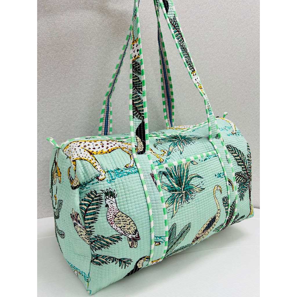 [Ready to Ship] Indian Quilted Barrel Bag, Indian Barrel-Shaped Bag, Soft and Fluffy Fabric.