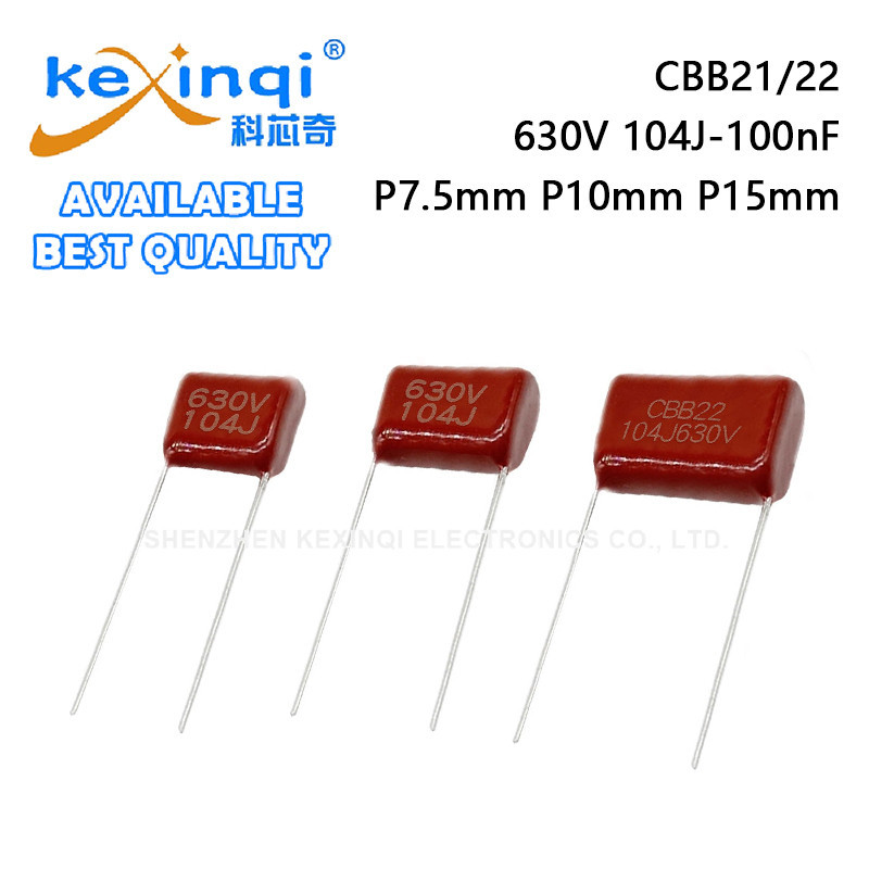 (5-20 ชิ้น) CBB21 CBB22 630V 104J 100nF 0.1uF ตัวเก็บประจุ P7.5 มม.P10 มม.P15 มม.ฟิล์มโพรพิลีน