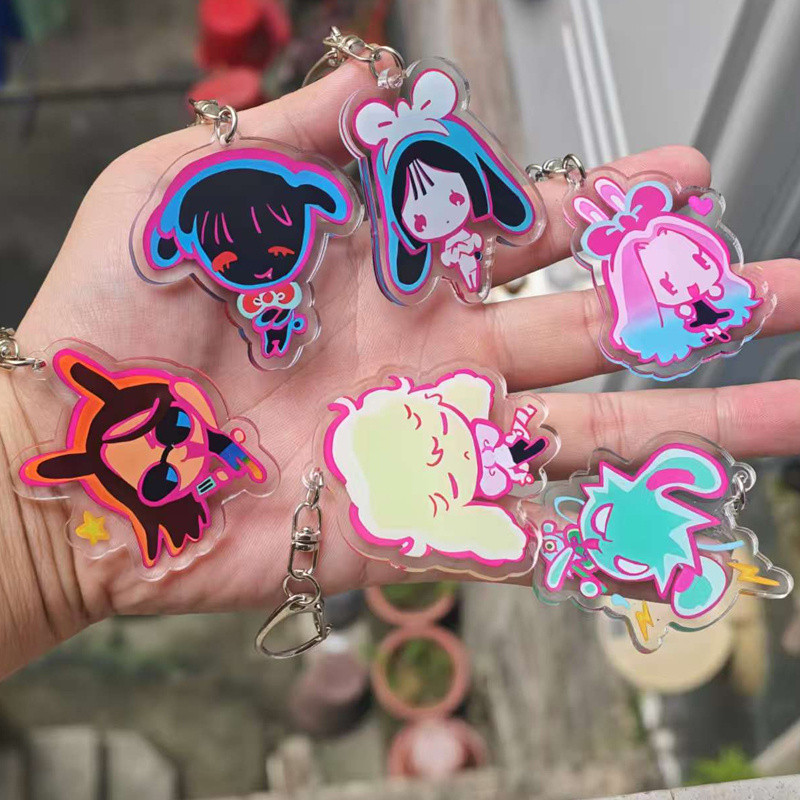 6 ชิ้นอะนิเมะ Alien Stage - Chibis พวงกุญแจสําหรับผู้หญิงอุปกรณ์เสริมกระเป๋า IVAN MIZI TILL LUKA SUA