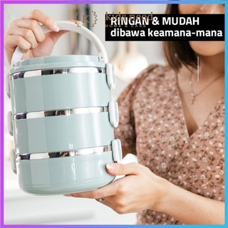 Rantang Stainless 2 dan 3 SUSUN tahan panas Rantang Susun Lunch Box Tempat Makanan