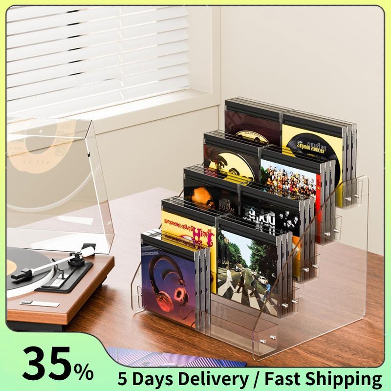CD Holder 5 ชั้น, Clear CD Organizers, CD Display Rack ถือสูงสุด 30 มาตรฐาน DVD สําหรับ Media Shelf 