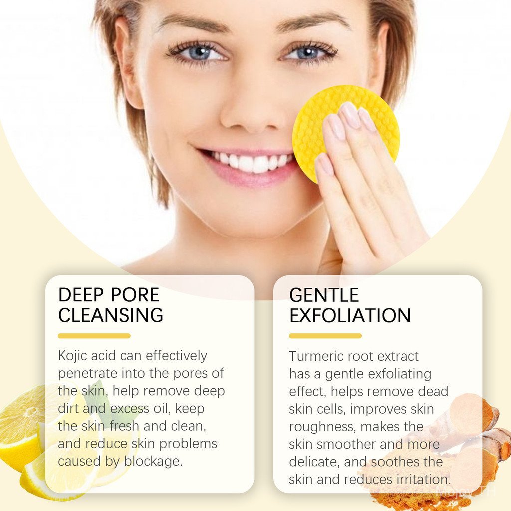 HOYGI ขมิ้นชัน Koji Acid ทําความสะอาดปะเก็นทําความสะอาดอย่างอ่อนโยน Facial Care Skin Moisturizing Re