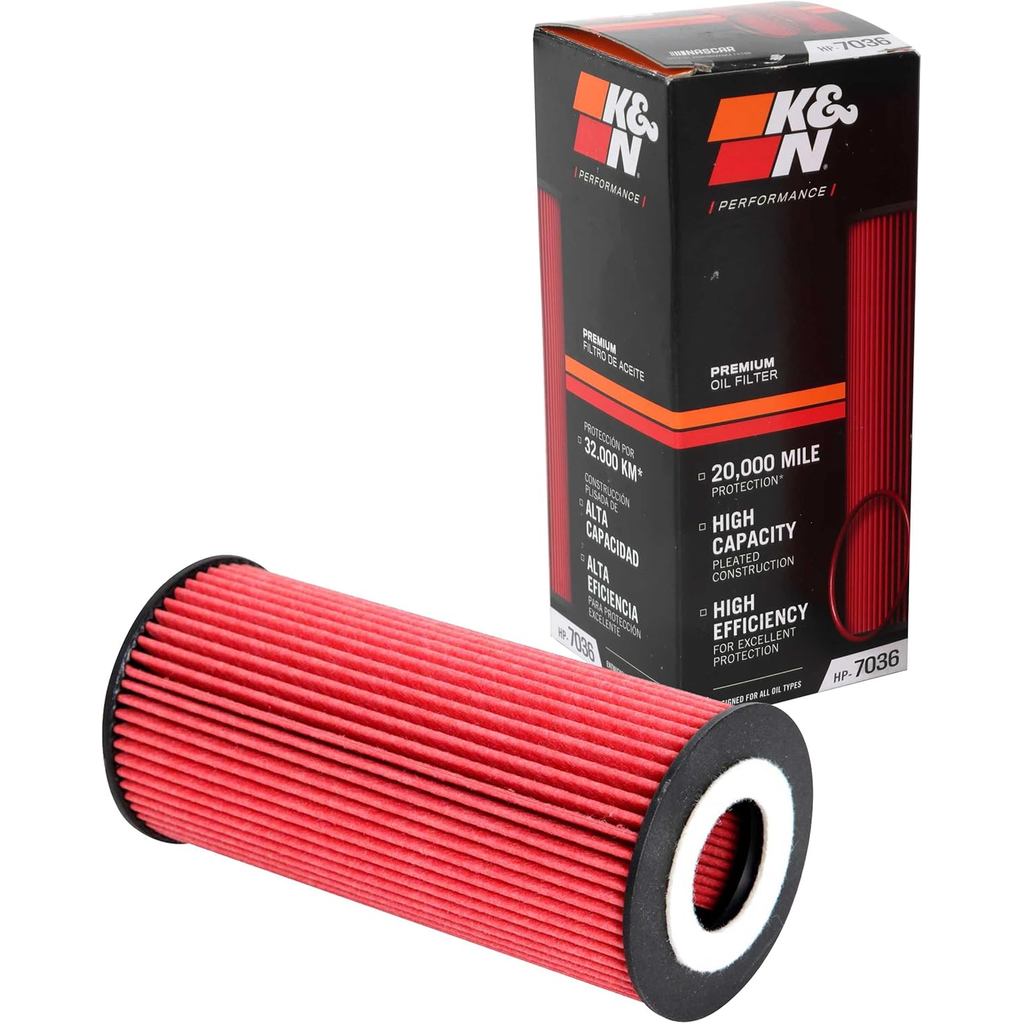 K&N Premium Oil Filter: 20,000 Mile Engine Protection,ความจุสูง/ประสิทธิภาพสูง: ใช้งานร่วมกับเลือก 2