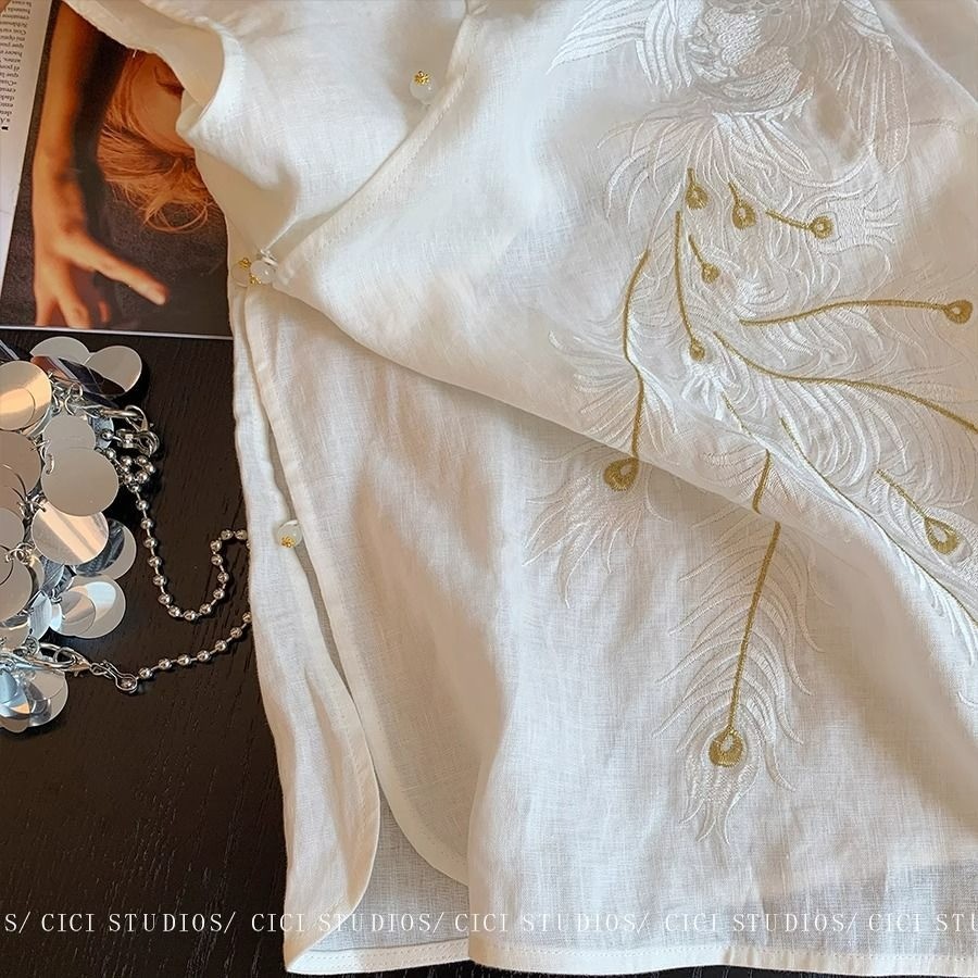 เสื้อผ้าสไตล์จีนสำหรับผู้หญิง ฤดูใบไม้ร่วง มีสายคาดและรายละเอียดการปัก ให้ลุคย้อนยุคและกระชับสัดส่วน ราคา ถูกที่สุด ดีลบีเคเค แกลเลอรีภาพที่ 5