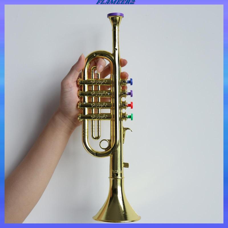 [Flameer2] Kids Trumpet W/ 3 ปุ่มสีสําหรับของเล่นเพื่อการศึกษาดนตรีเสริมพัฒนาการเบื้องต้น