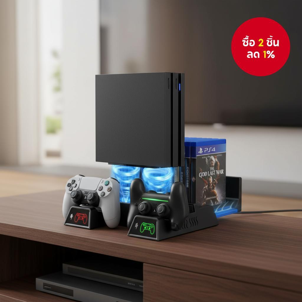 ขาตั้งระบายความร้อนพร้อมพัดลมสําหรับคอนโทรลเลอร์ Sony PS4 Console Playstation PS 4 Pro Slim Charger 