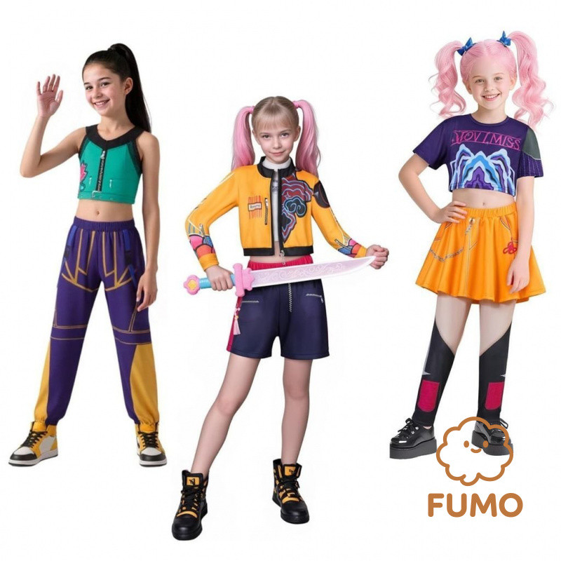 เครื่องแต่งกายcosplayแม่มดHuntersสำหรับเด็กฮาโลวีน Rumi & Mira บทบาทเล่น