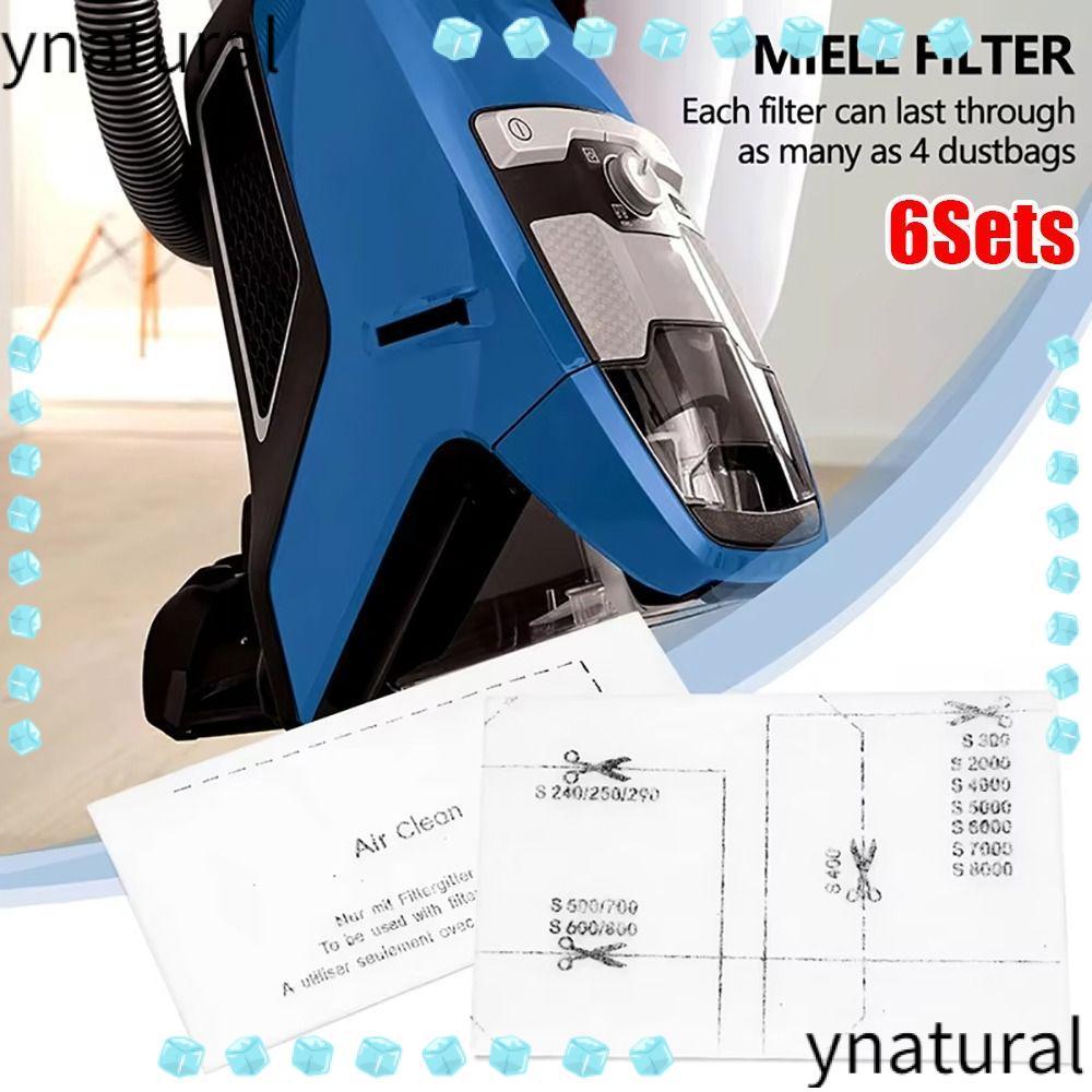YNATURAL 6 ชุดผ้าฝ้ายกรองเครื่องดูดฝุ่น Air Clean,ทนทานไอเสียกรองเครื่องใช้ในบ้านอะไหล่สําหรับ Miele
