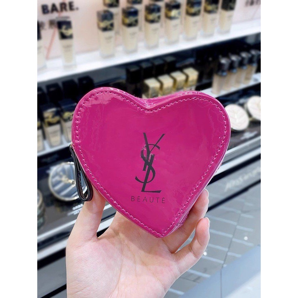 YSL/Mini Love กระเป๋าเครื่องสําอาง Rose Red PU Storage ba YSL/Mini Love กระเป๋าเครื่องสําอาง Rose Re