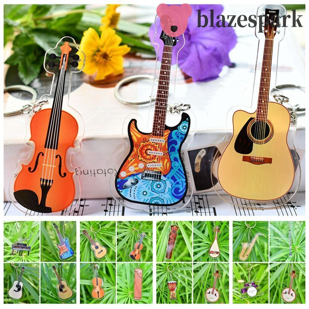 BLAZESPARK กีตาร์พวงกุญแจอะคริลิค, Ukulele VIOLIN กีตาร์จี้, Musician เครื่องประดับ Cello แซ็กโซโฟน 