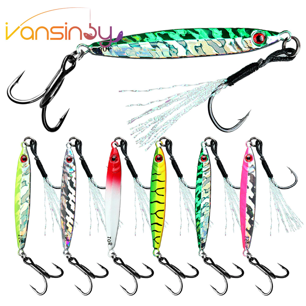 Fishing Jig Lure 10g/15g/20g/25g/30g/40g Deep Sea Fishing Lure Jigging เหยื่อปลอมพร้อมตะขอปลาคู่