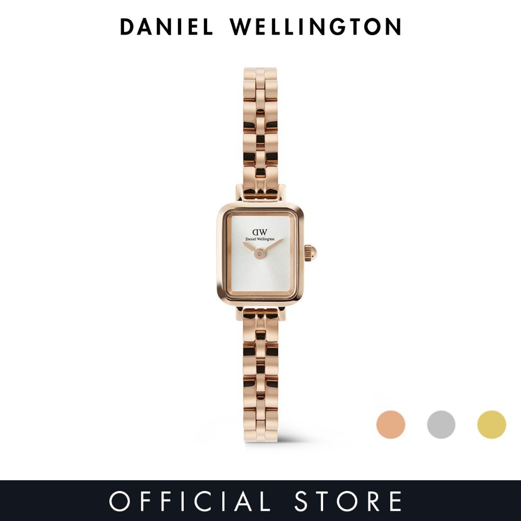 (ทักแชทรับโค้ด) (New Collection) Daniel Wellington Quadro Mini Arch 3-Link White Sunray Rose Gold / Silver