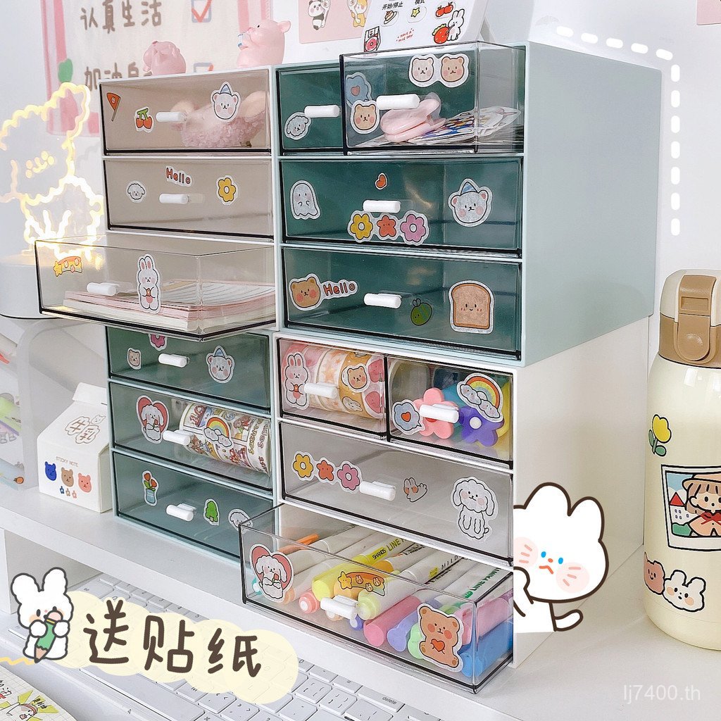 ประเภทลิ้นชักIns Multi-Layerช่องนักเรียนเทปหอพักเครื่องเขียนXiaoyuezhangเครื่องสําอางโต๊ะเดสก์ท็อปกล