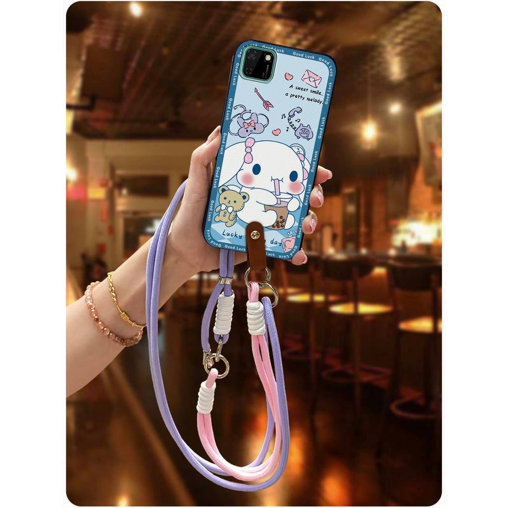 รุ่น Q การ์ตูน Huawei Y5P/Honor 9S เคสโทรศัพท์เชือกเส้นเล็กดิจิตอลซิลิโคนคู่น่ารัก Creative Anti-dus