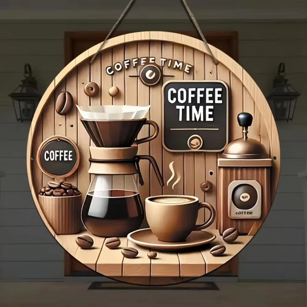 CIFbuy 2D Vintage Coffee Time ป้ายดีบุกโลหะ-เทเครื่องงานศิลปะสําหรับ Cafe Diner Kitchen Wall Decor