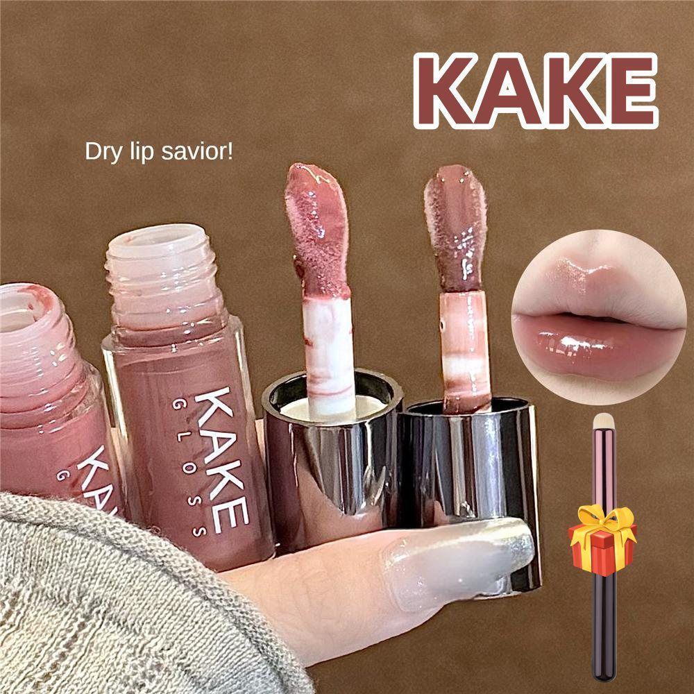 ของขวัญฟรี KAKE Glass Crystal Jelly Lip Gloss ลิปเอสเซนส์ออยล์น้ำบางเบา ลิปสติกเนื้อเจลลี่สีสวย ลิปเ