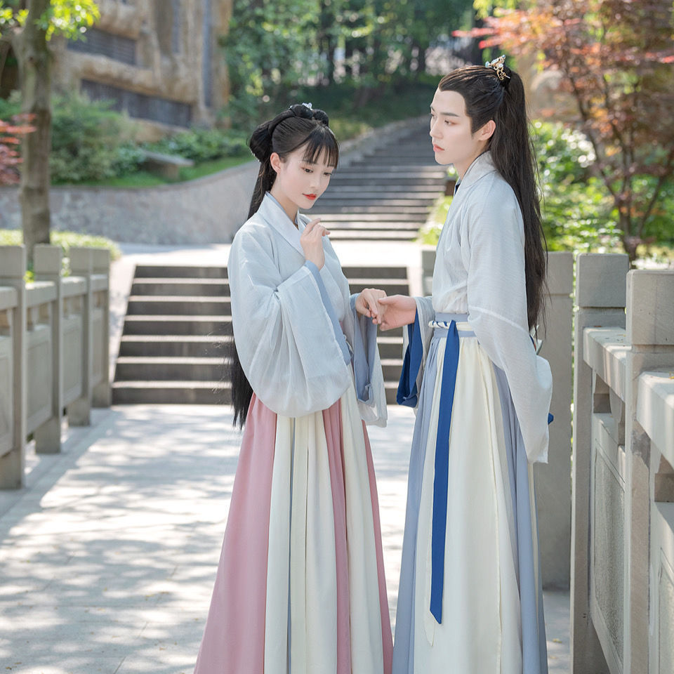 Han Shang Hualien Hanfu ชุด Cross Collar สำหรับหญิง สไตล์คู่สำหรับผู้ชาย