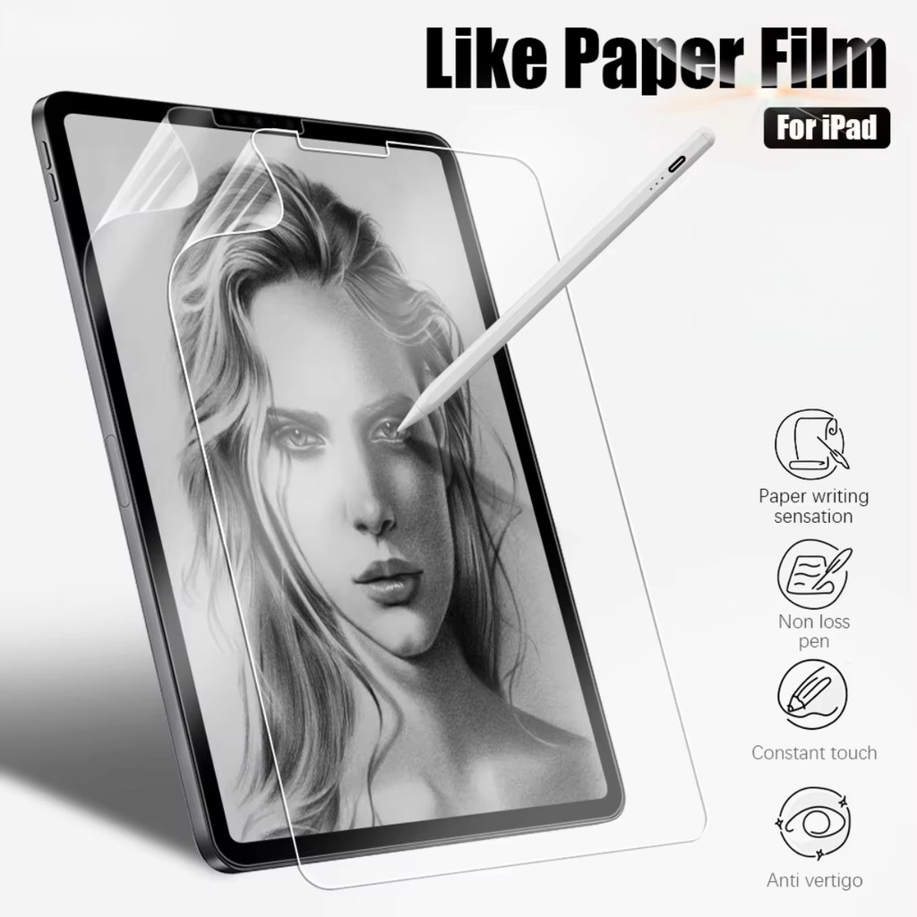 ฟิล์มกันรอยแบบกระดาษสำหรับ iPad Gen11/10/9/8/7/6/5 Air7/6/5/4/3/2/1 mini7/6/5/4/3/2/1 pro11/12.9 air13 2024