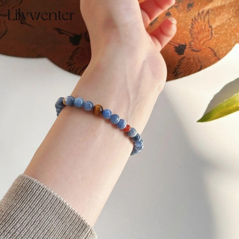 สร้อยข้อมือ Kyanite ธรรมชาติ สไตล์จีนใหม่ Niche All-Match ให้ความรู้สึกเย็น