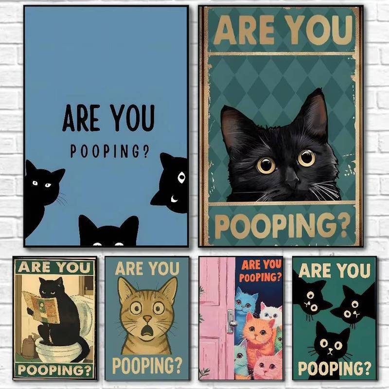 โปสเตอร์ภาพวาดแมวน่ารักบนผ้าใบ สำหรับตกแต่งบ้านและห้อง พร้อมเป็นของขวัญ