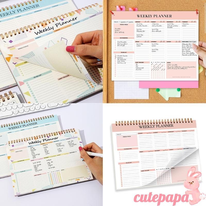 Cutep Weekly Planner Notebook Coil-binding Weekly Acacation Planner 52 Week Journal