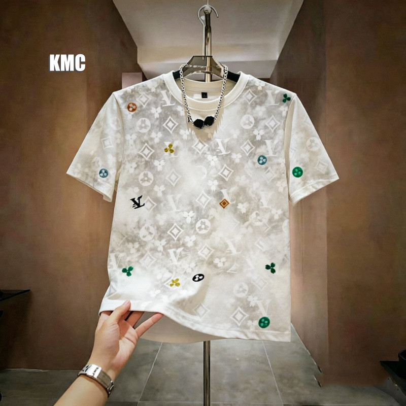 เสื้อยืดผู้ชายแขนสั้นปัก โวลต์ พิมพ์เต็มถนนอเมริกันระบายอากาศผ้าฝ้าย จุดต่ําสุด เสื้อผู้ชายด้านบน