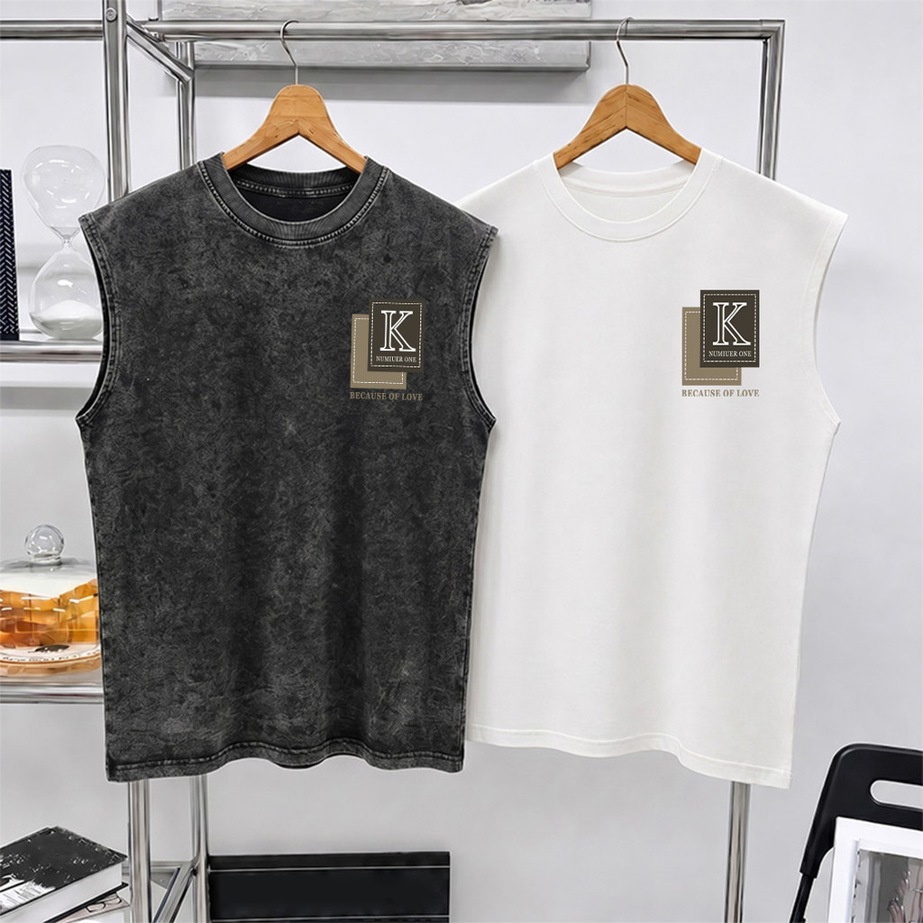 Top.basic🔥แขนกุด Oversize ผ้าคอตตอน 100%  "BECAUSE OF LOVE" เสื้อกีฬา แฟชั่น สบายนุ่ม ไซส์ S-3XL