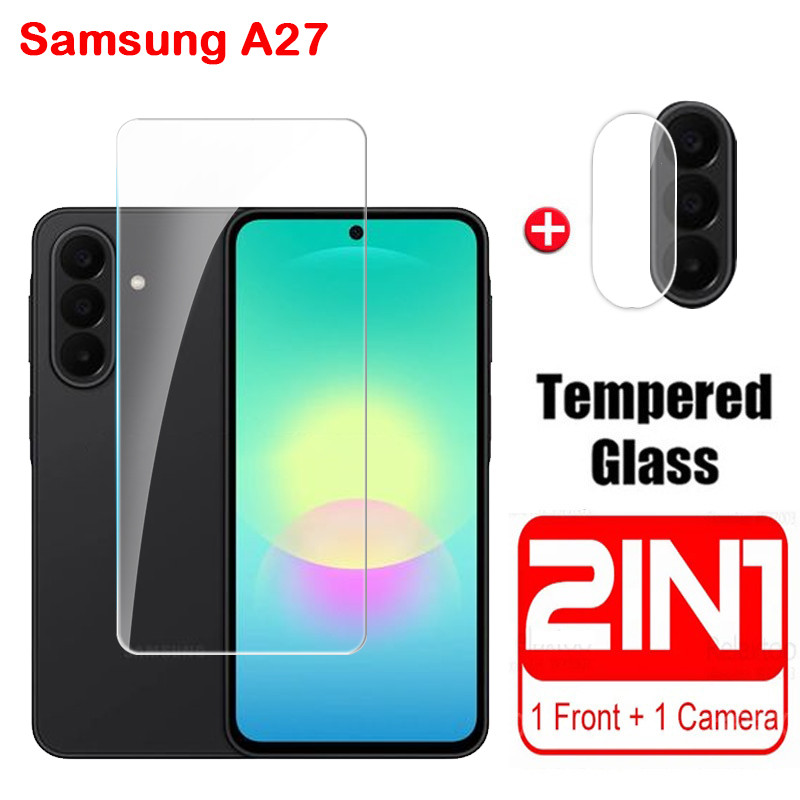 สําหรับ Samsung Galaxy A27 5G 2026 ป้องกันหน้าจอคลุมทั้งหมดกระจกนิรภัยป้องกันสําหรับ GalaxyA27 A57 A37 ฟิล์มด้านหน้าเลนส์กล้อง