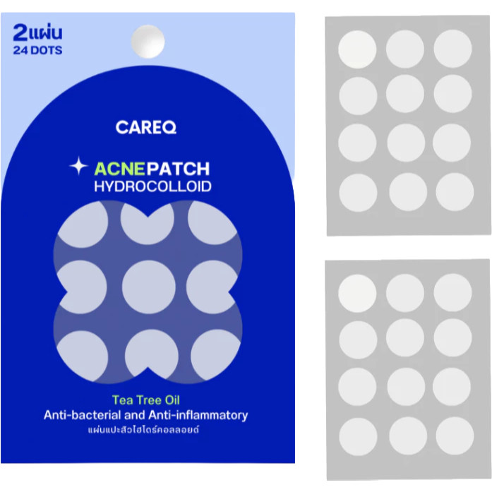 (ของแถมงดจำหน่าย) CAREQ Acne Patch Hydrocolloid วงกลมใส แผ่นแปะสิวไฮโดรคอลลอยด์ 24 ดวง