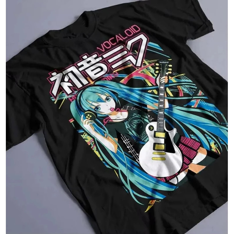 Hatsune Miku Anime Vocaloid Printed T-shirt Summer Men's and Women's T-shirt Trendy Loose Casual Y2K
