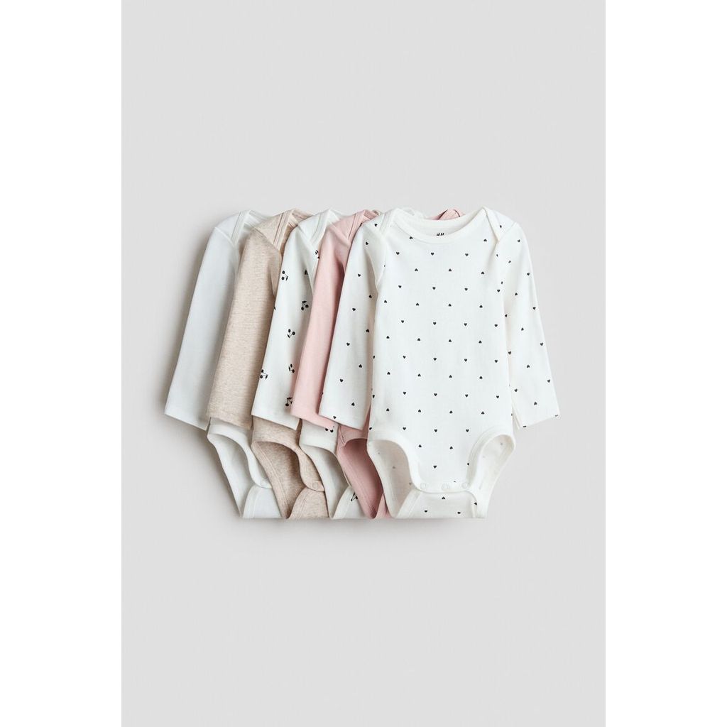 H&M(เอชแอนด์เอ็ม) ชุดบอดี้สูทคอซอง 5 ชิ้น เด็กทารก 1348769_1