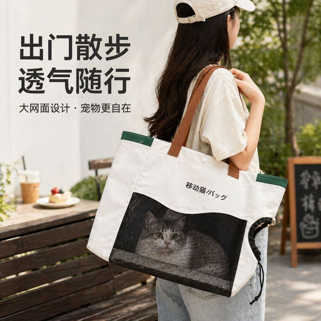 2026 Simple Cat Bag Cat Outing Portable Bag Breathable Anti-Escape Large-ความจุแบบพกพา Cat Bag Outin