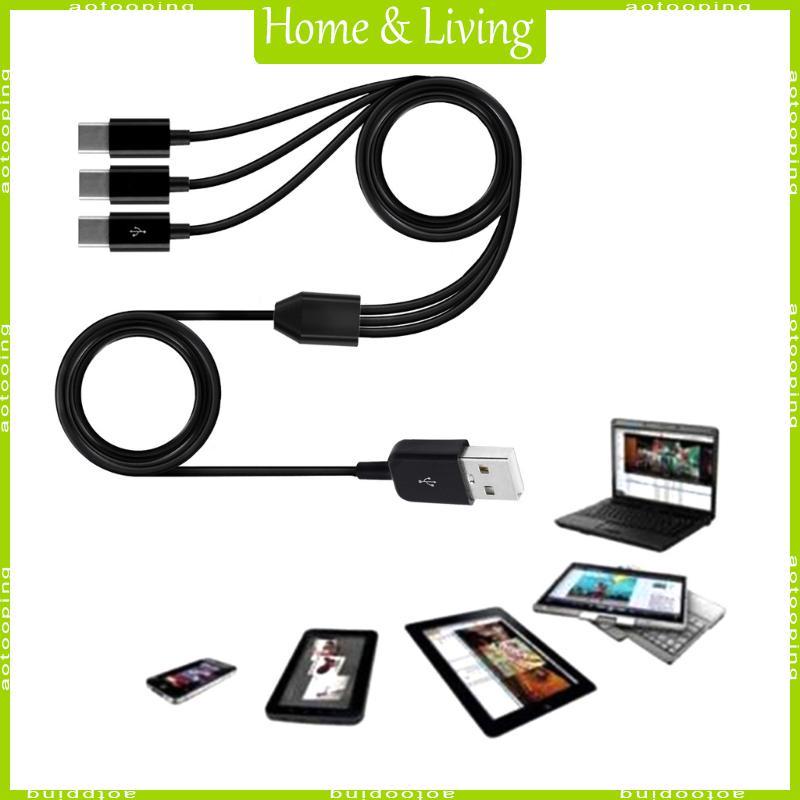 AOTOO USB 2 0 ประเภท A ชาย 3 ประเภท C ชาย Splitter Y ข้อมูล Sync และชาร์จอะแดปเตอร์สาย 0 1 1 5 M