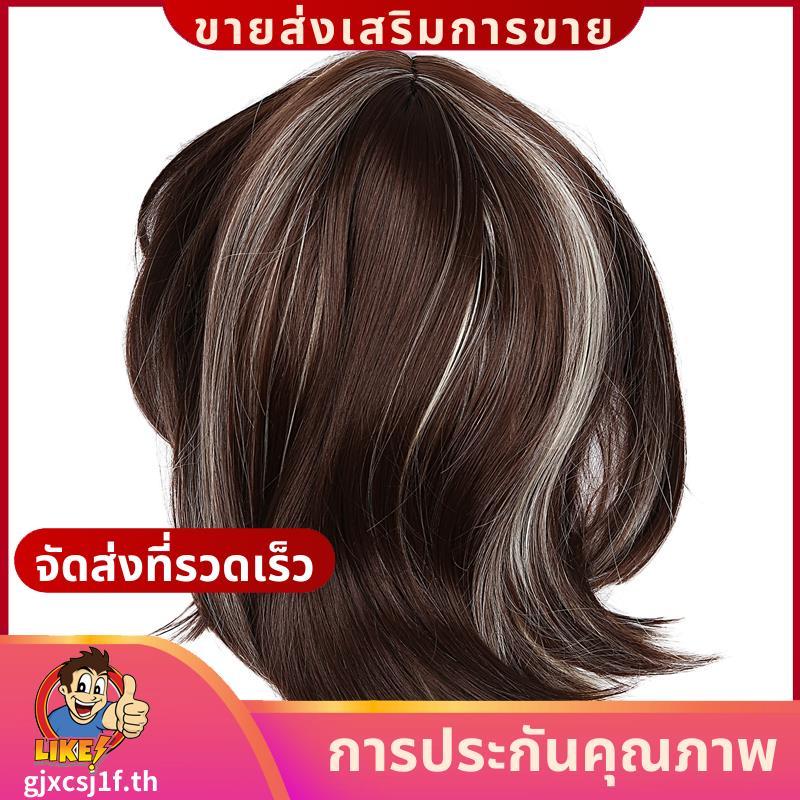 ผู้หญิงคอสเพลย์วิกผมผมขนาดกลางสาวผมยาวขนาดกลางผสมขอบทอง + สีน้ําตาลgjxcsj1fth
