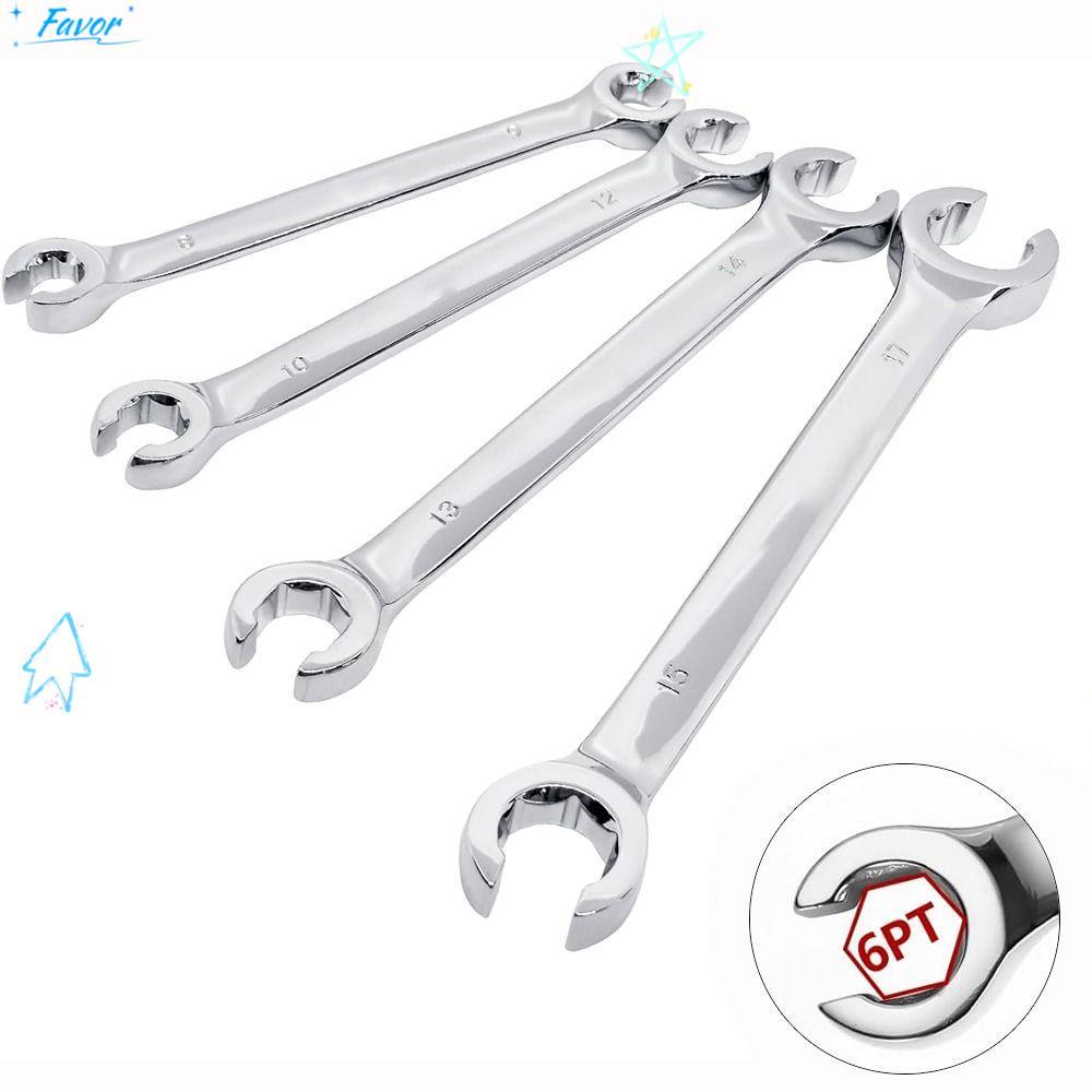 FAVIOR เปิดแหวน Spanner,หัวคู่ 8-19 มม.Flare Nut ประแจ,ซ่อมเครื่องมือเปิดแหวนกระจกสายเบรคประแจซ่อมรถยนต์