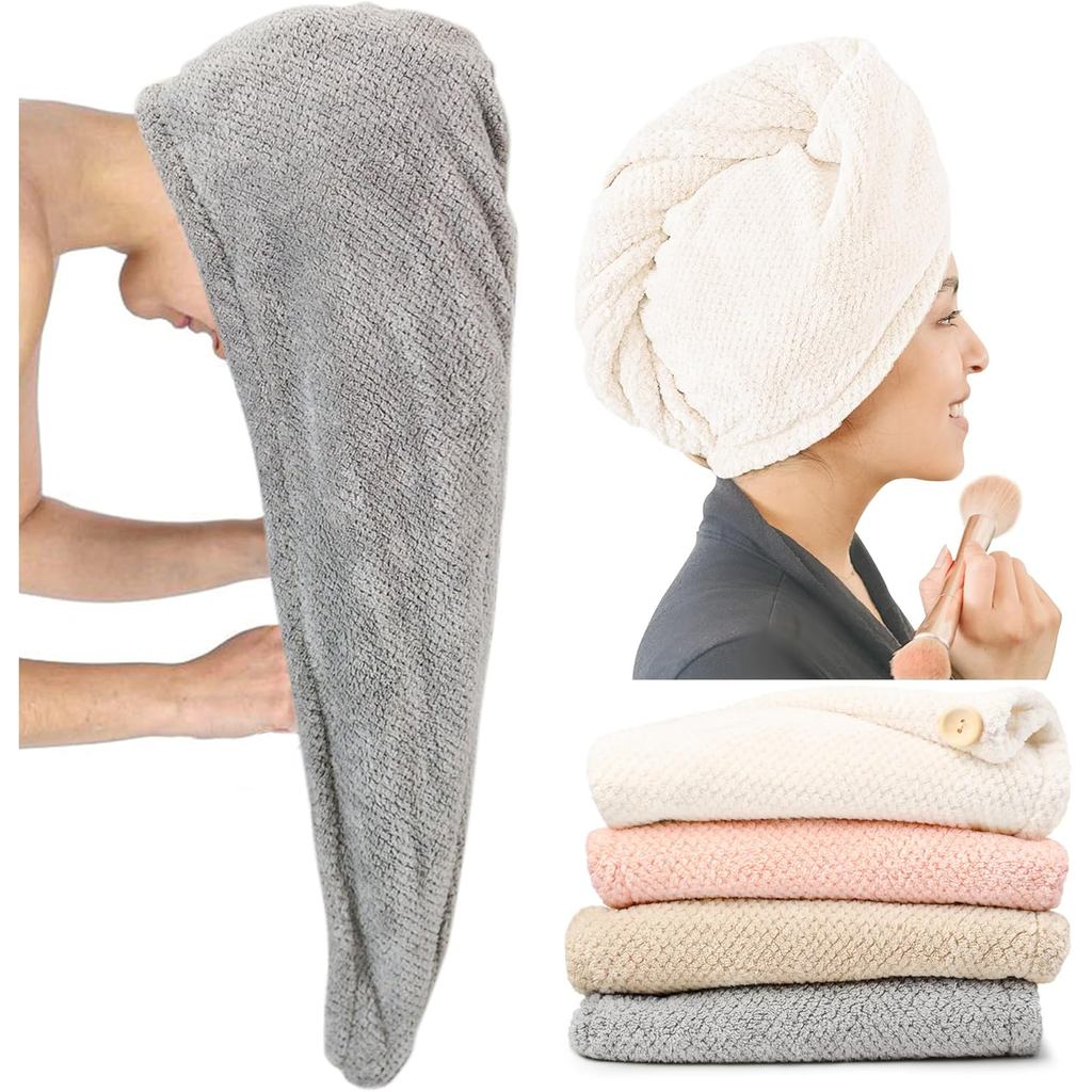 4MicriberผมWrap BOSuper Absorbsorbent&QuickDryผ้าเช็ดตัวผมแห้งสําหรับCurlingHairLong&ShortHair-Anti-
