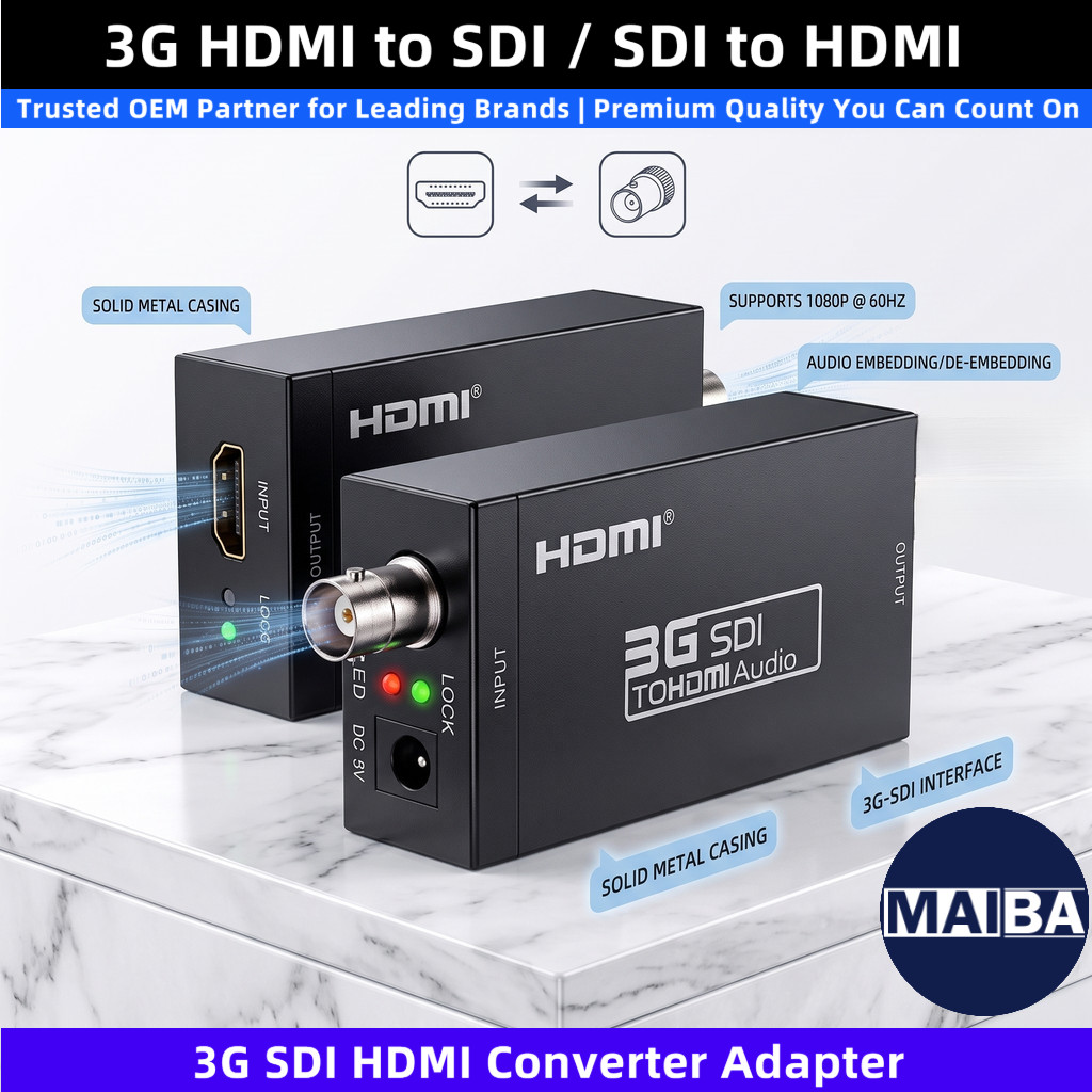 อะแดปเตอร์แปลงวิดีโอ 1080P SDI to HDMI / HDMI to SDI 3G HD-SDI สำหรับจอภาพ กล้องวงจรปิด