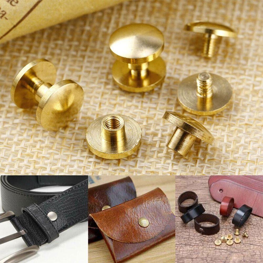 BANDOLERA 10pcs Leather Craft, 4-10 มม.DIY Arc Belt Screw, ทนทานทองเหลือง Stud Rivets Stud Head Phot
