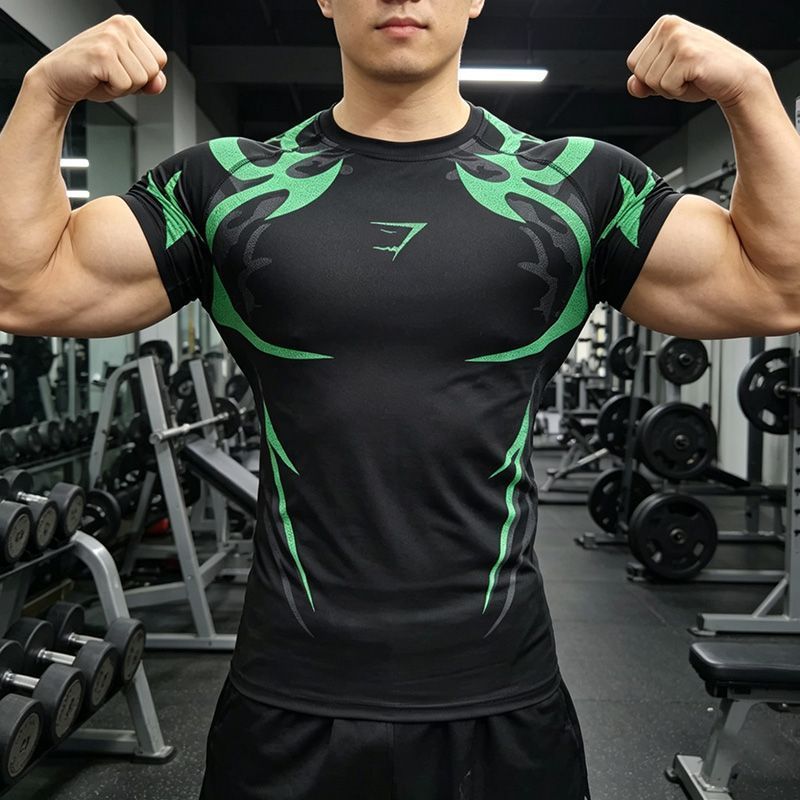 2026 Show Muscle Fitness T-Shirt GYM Tight Sports Training Quick-Drying Print Short-Sleeved Breathab
