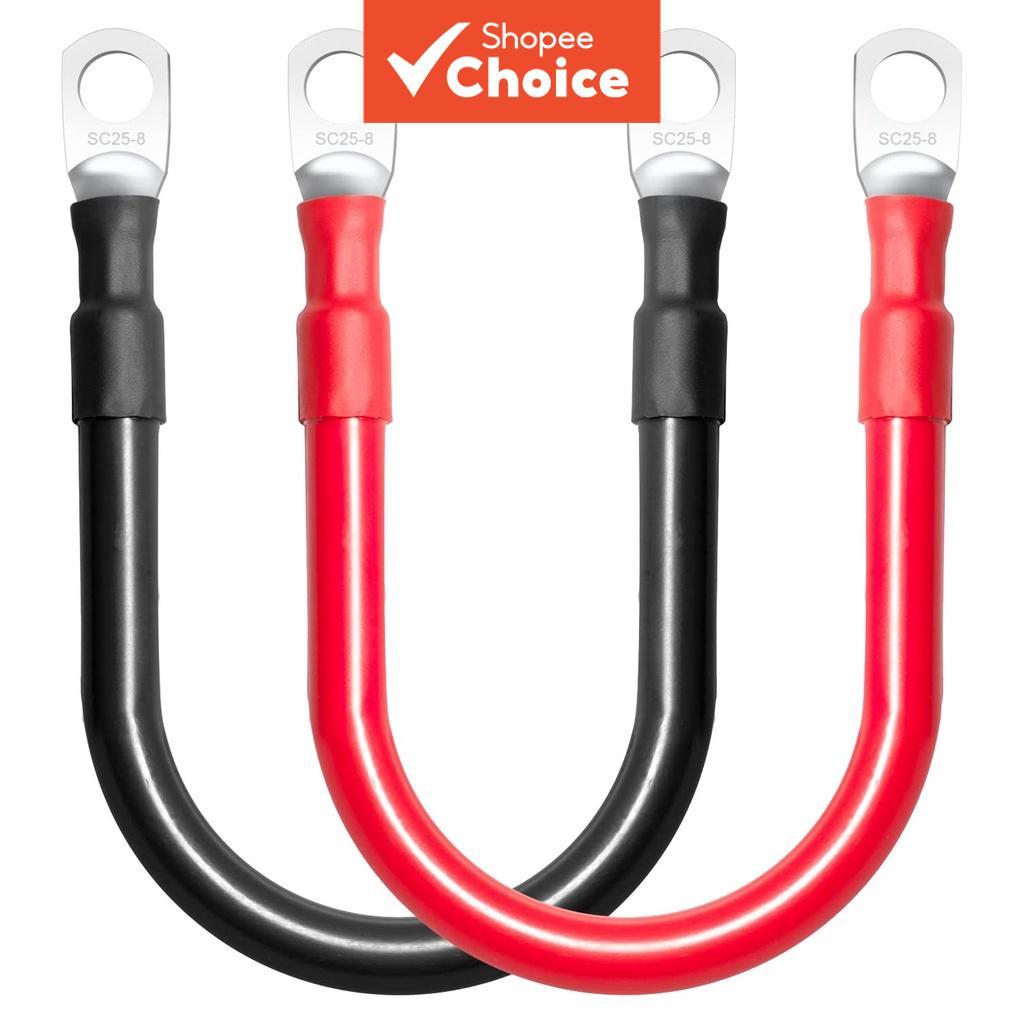 สายเคเบิลแบตเตอรี่ 6AWG สําหรับงานหนักทองแดงลวดอินเวอร์เตอร์สําหรับรถยนต์รถบรรทุก RV 2 ชิ้น
