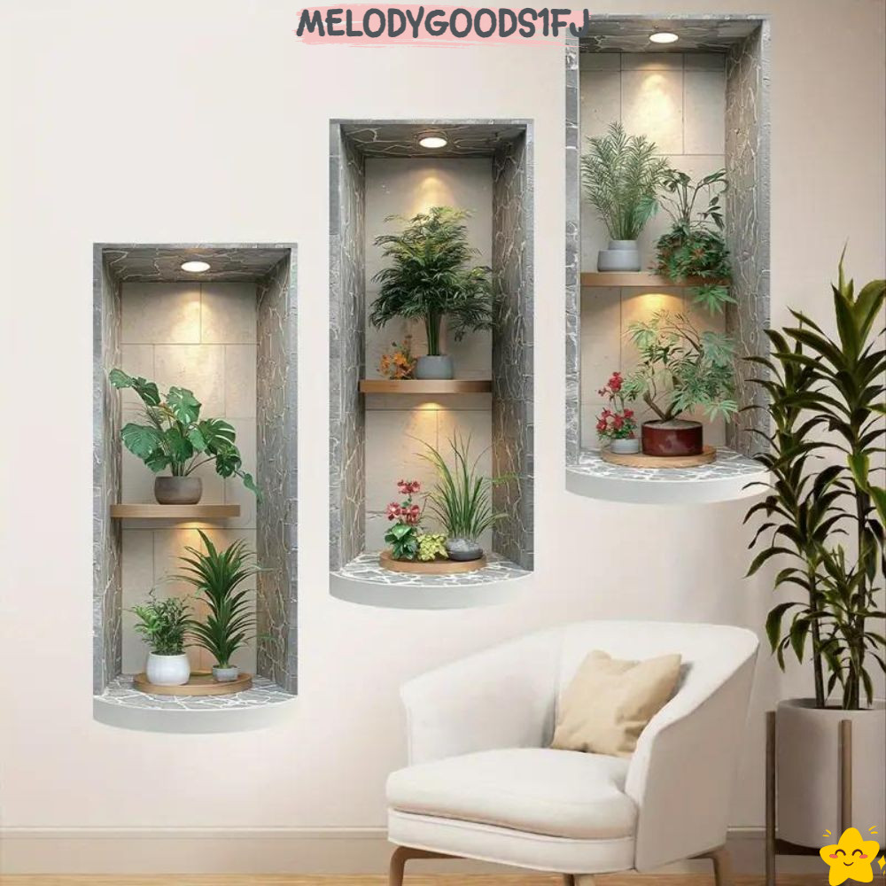 MELODYGOODS1FJสติกเกอร์กระถางต้นไม้,Self-Adhesive Easy To Peel Green Treeสติ๊กเกอร์ติดผนัง,สด 2D/กันน้ําPVCตกแต่งผนังสําหรับสํานักงานห้องนั่งเล่นตู้การศึกษา