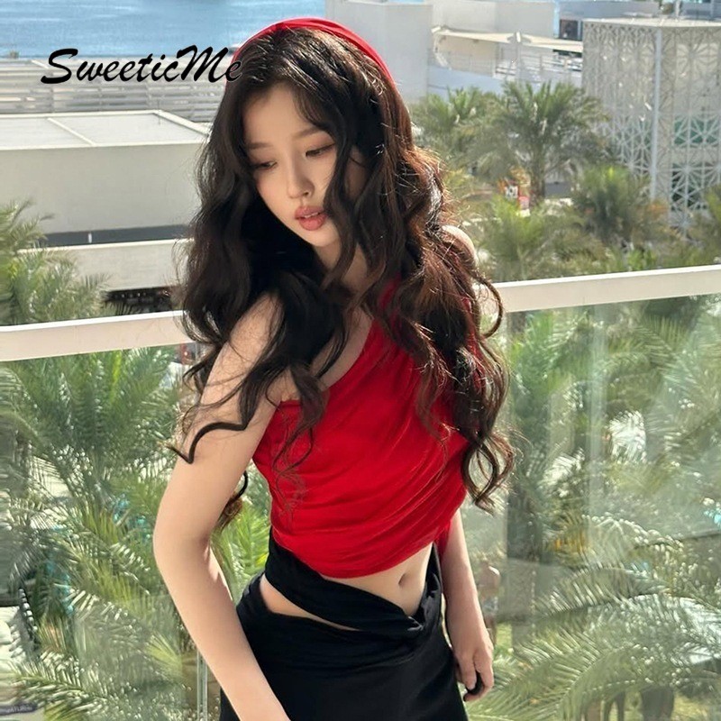 SweeticMe เสื้อกล้ามผู้หญิง 2026 ใหม่แฟชั่นไหล่เอียงเซ็กซี่ Hooded เสื้อสายเดี่ยวไม่สม่ําเสมอ — صورة 2