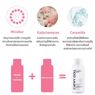 Cathy Doll Cleansing Water เคที่ ดอลล์ ผลิตภัณฑ์เช็ดทำความสะอาดเครื่องสำอาง 500ml (Bright Up/Hyaluron/Anti Acne)