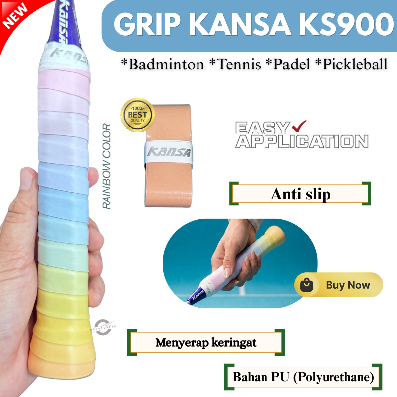 Kansa KS900 Grip Racket Grip Tennis Padel สีพาสเทลสีรุ้งไม้แบดมินตัน Grip Kansa KS900 Rainbow Gradie