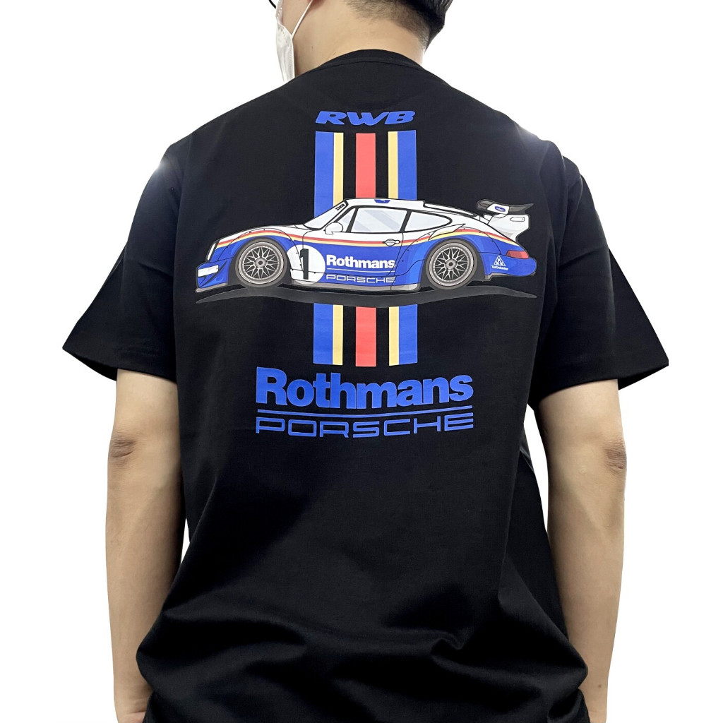 เสื้อยืดสไตล์คลาสสิกลาย RWB Rothmans Porsche ผ้าคอตตอน คอกลม ยูนิเซ็กซ์ ใส่ได้ทั้งชายหญิง ไซส์ครบ S-